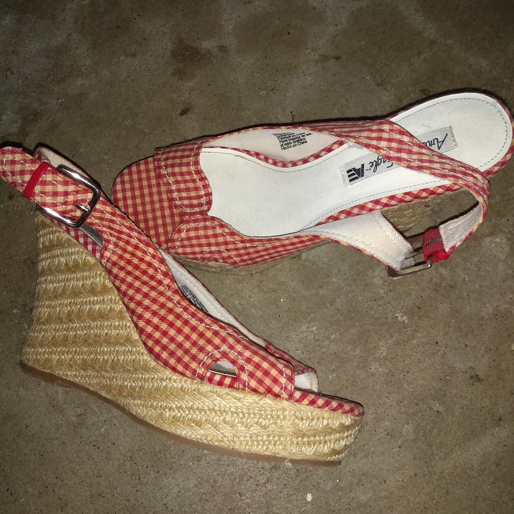 Cotton gingham platform espadrilles